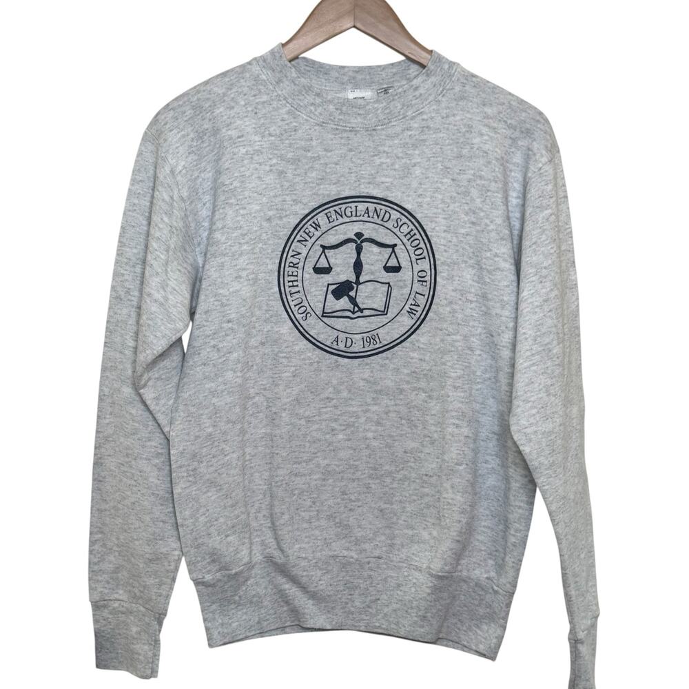 Vtg Southern New England School of Law Size Medium Union Made Gray Sweatshirt